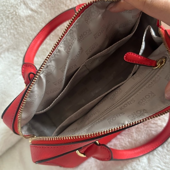 Michael Kors Red Orange Saffiano Leather Satchel Bag Gold Hardware | Like New - Picture 4 of 11